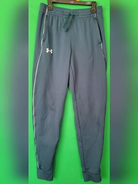 Boys YL L Loose Under Armour Navy Athletic Joggers Rival Knit Warm-Up Sweat Pant